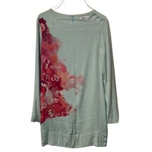 Misha Nonoo Mint Green Abstract Print Long Sleeve Shift Dress Size 4